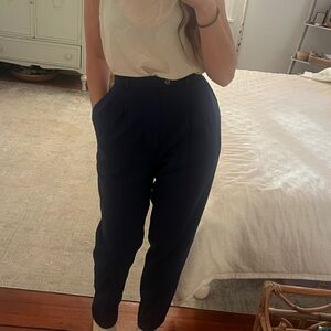 Vintage Navy Wool Trousers- 7/8